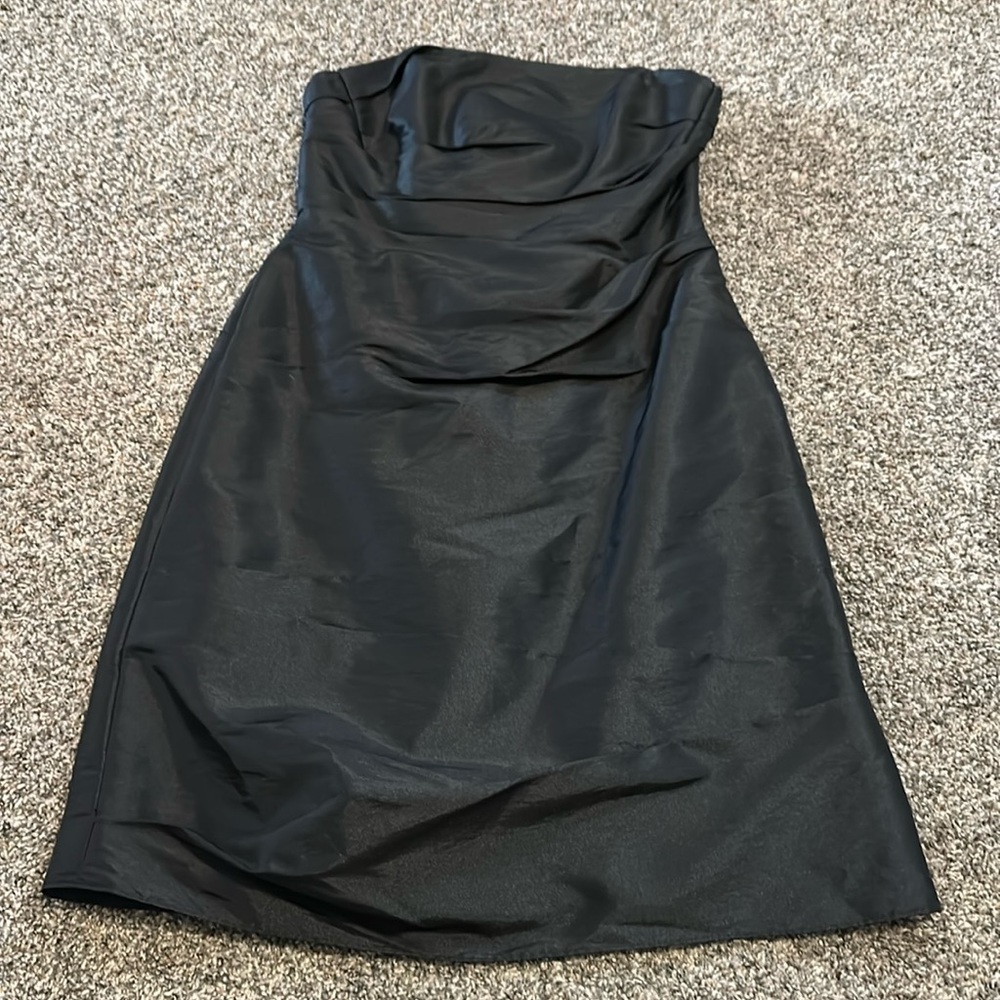 WTOO by Watters & Watters Black Ruched Strapless Wedding Cocktail Dress Size 8